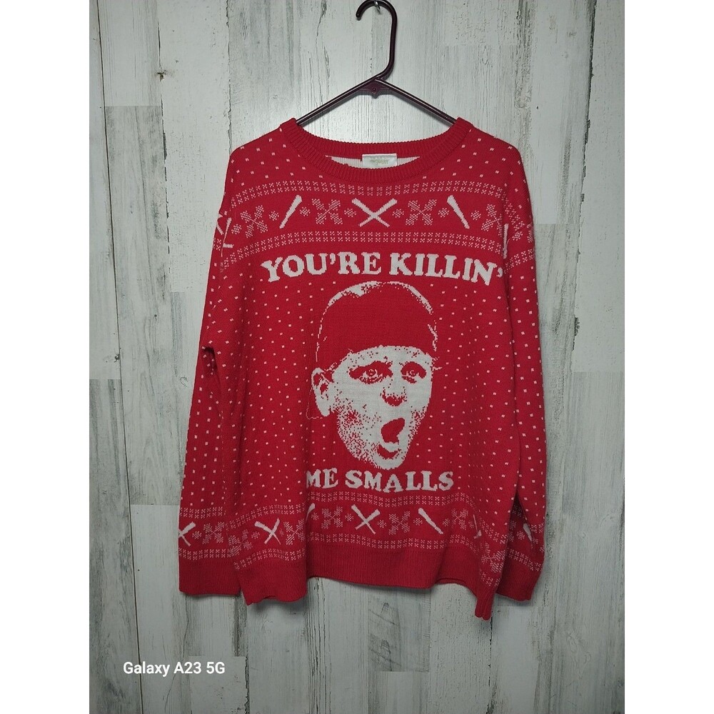 The Sandlot Ugly Christmas Sweater You're Killing Me Smalls Red & White Sz XL